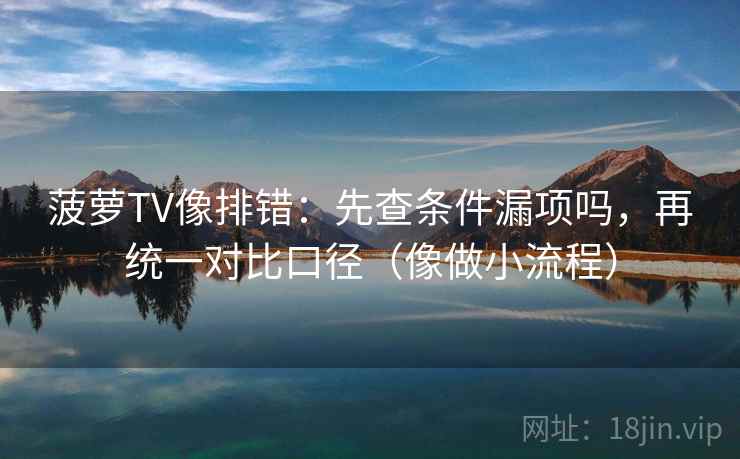 菠萝TV像排错：先查条件漏项吗，再统一对比口径（像做小流程）